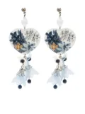 Amir Slama heart-shaped tassel earring - White