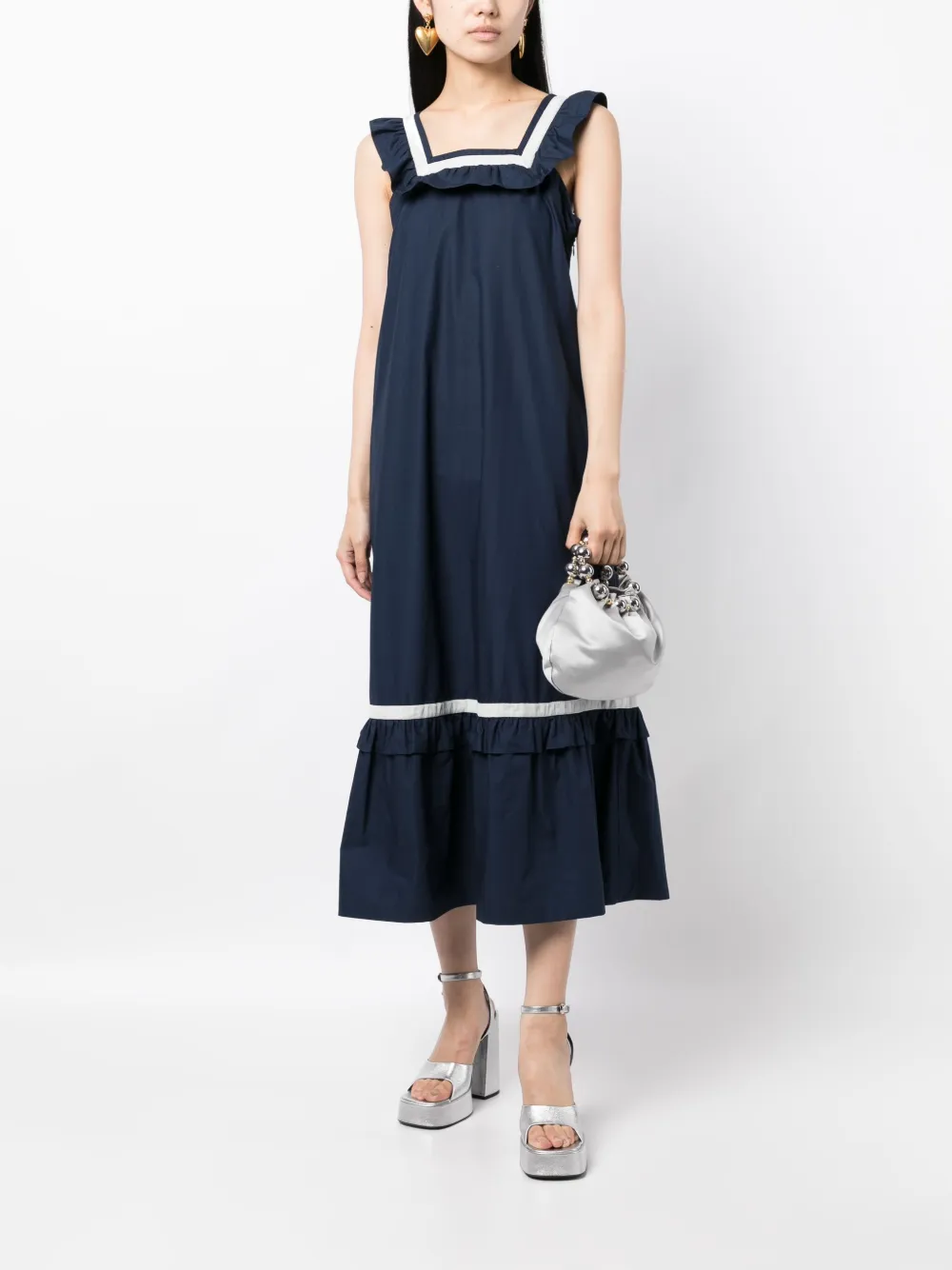 Batsheva Yeva A-line cotton dress - Blauw