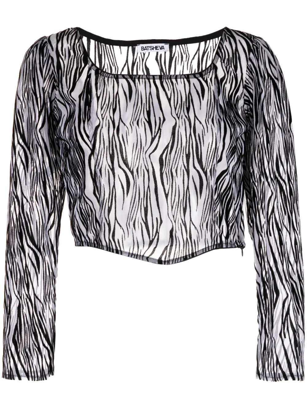 Batsheva zebraprint Sheer Crop Top Farfetch