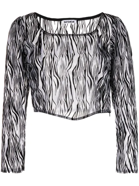 Batsheva zebra-print sheer crop top
