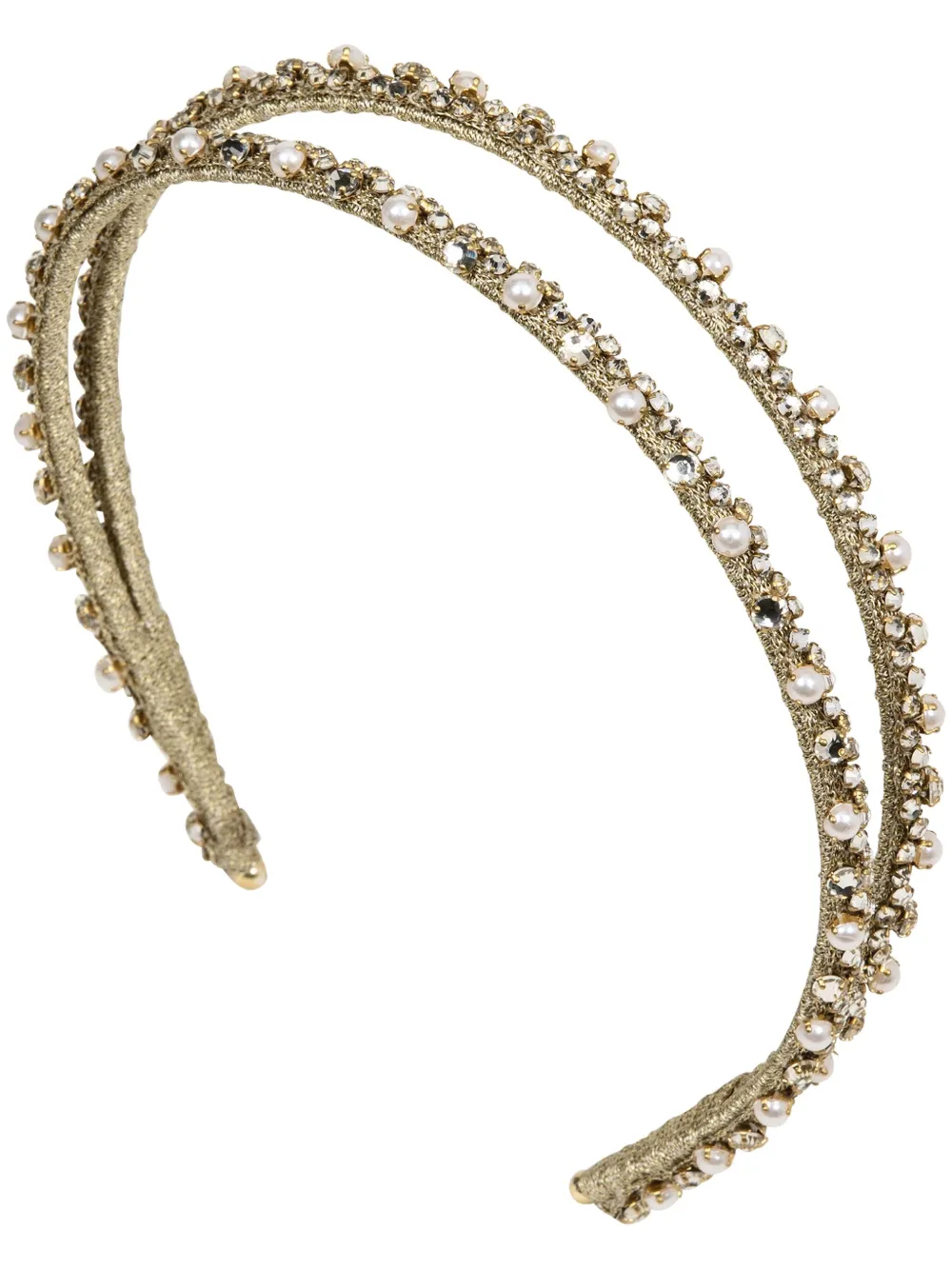 Shop Jennifer Behr Gina Crystal-embellished Double Headband In Gold