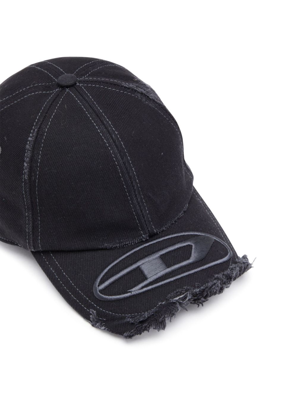 Shop Diesel C-jarl Distressed-finish Denim Cap In Black