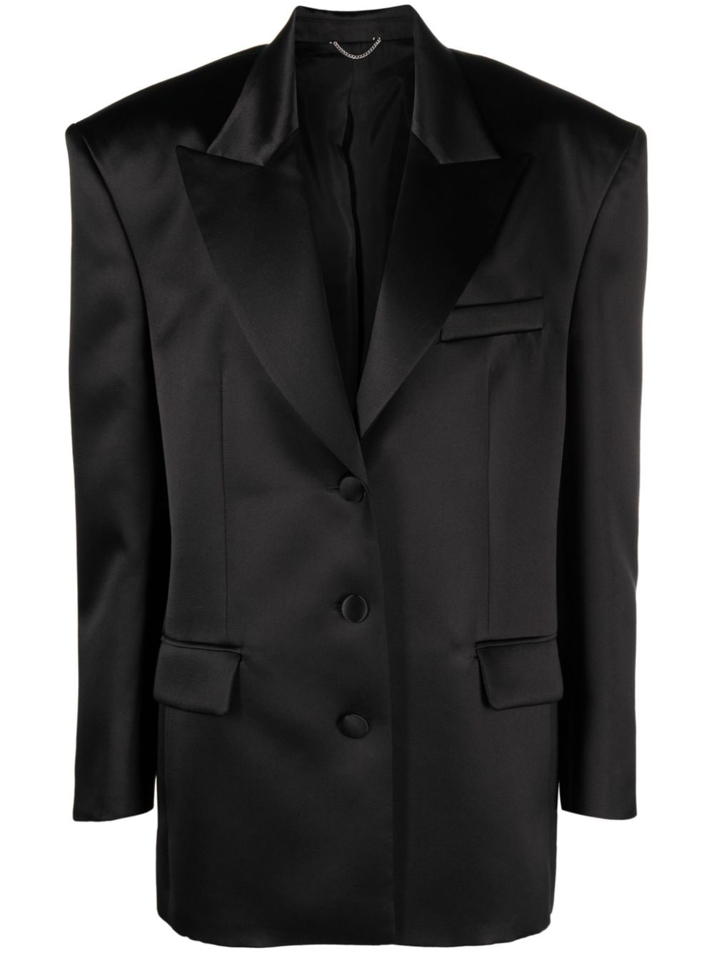 Shop Magda Butrym Single-breasted Silk Blazer In Black