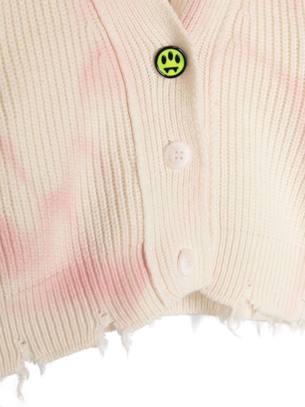 Shop Barrow Tie-dye Distressed-knit Cardigan In Neutrals