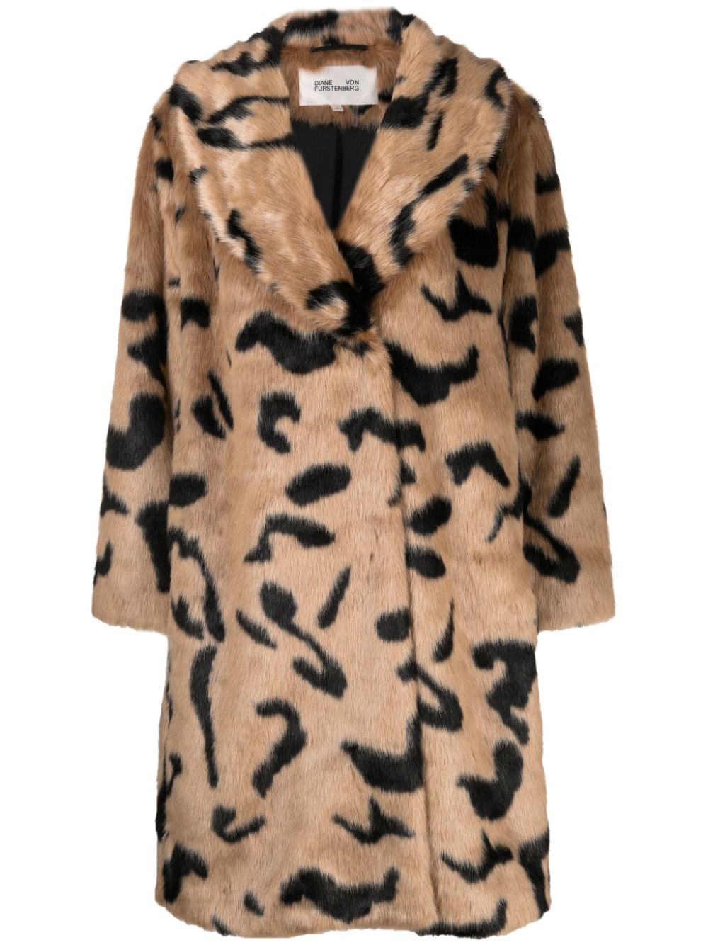 Shop Diane Von Furstenberg Animal-print Faux-fur Coat In Neutrals