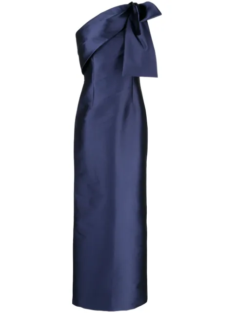 Sachin & Babi Bonnie bow satin-finish gown