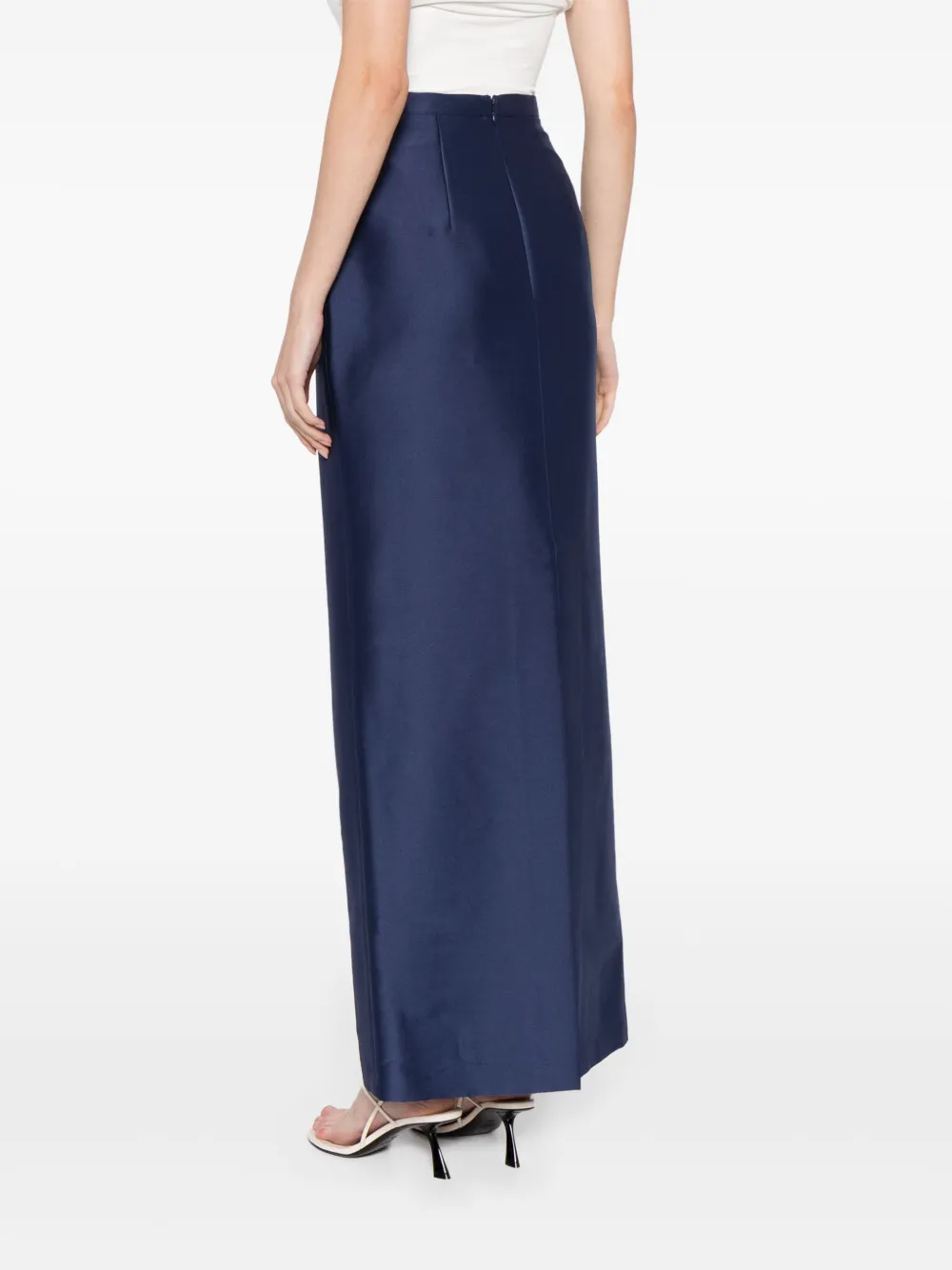 Shop Sachin & Babi Isolde Satin-finish Skirt In Night Sky