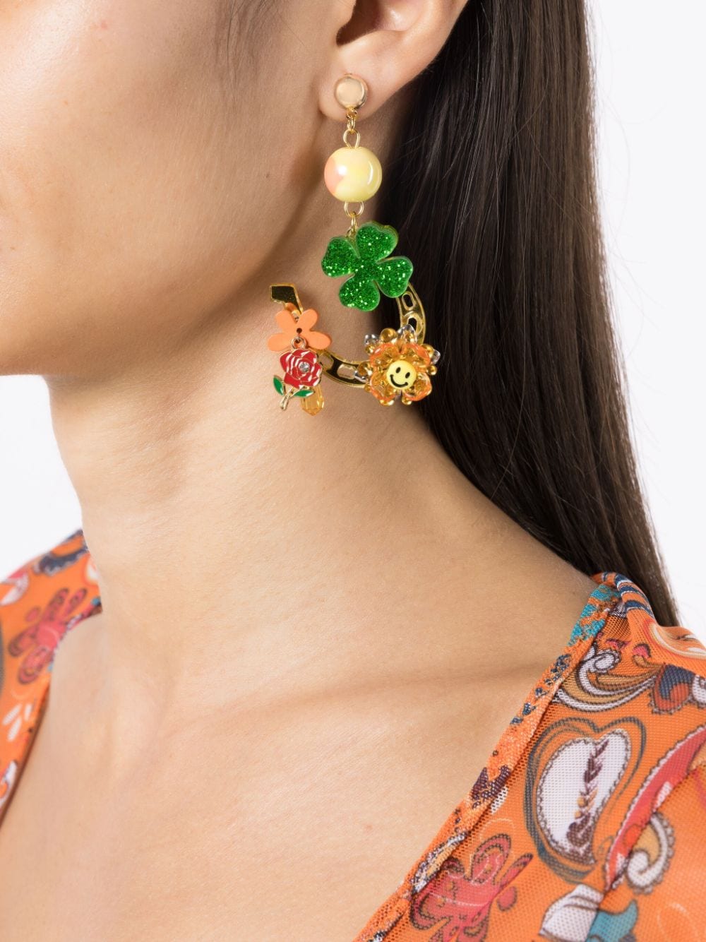 Shop Amir Slama Horseshoe-pendant Earrings In Multicolour