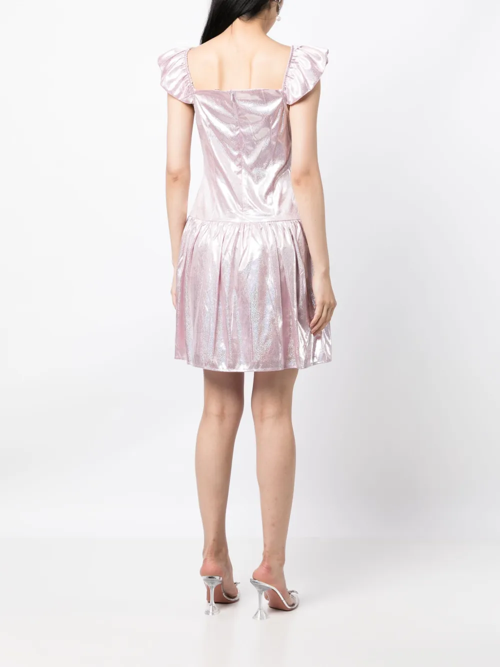 Batsheva Wendy Holographic-effect Ruched Minidress In Pink