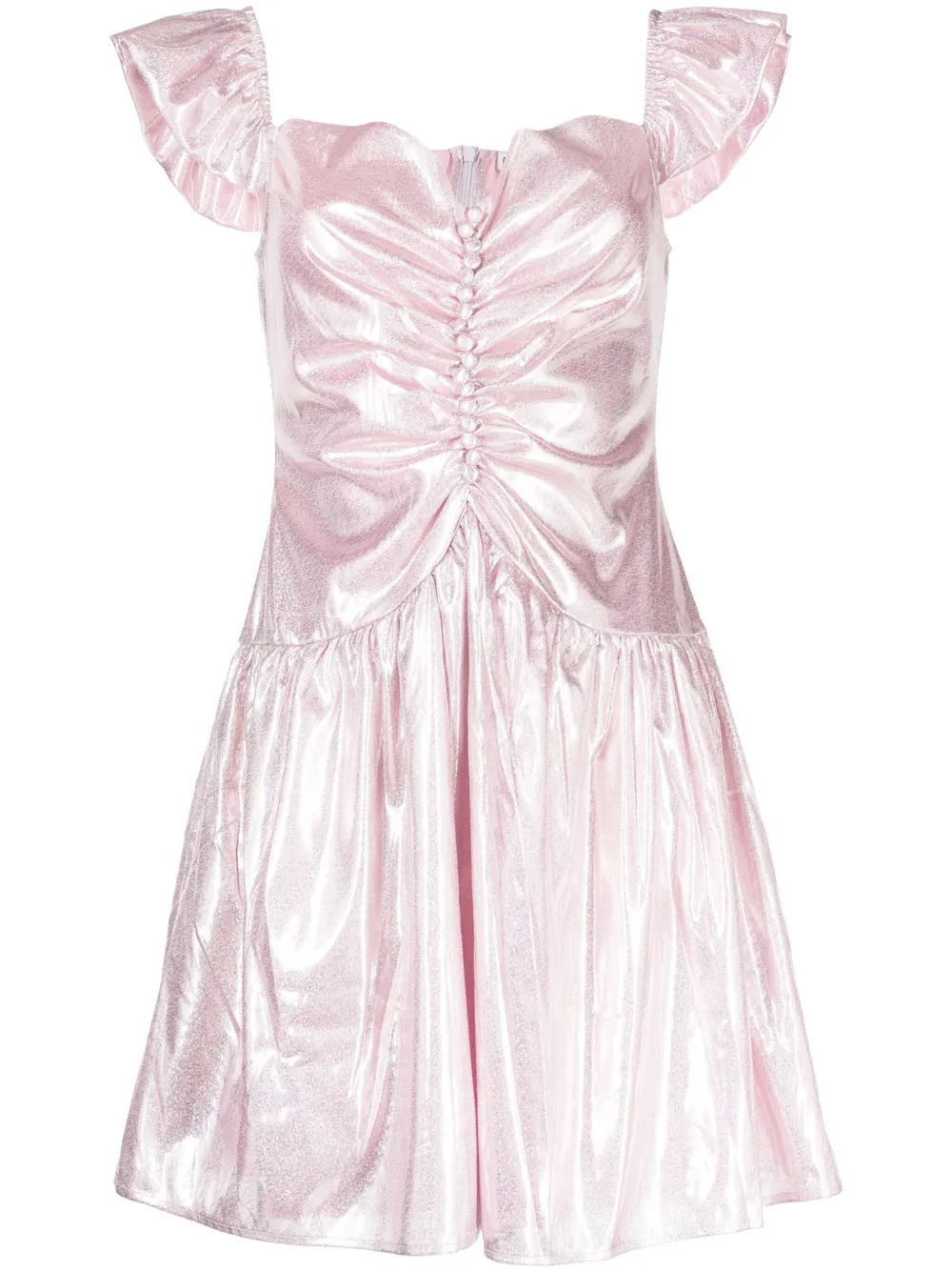 Batsheva Wendy holographic-effect ruched minidress | Pink | Image 1