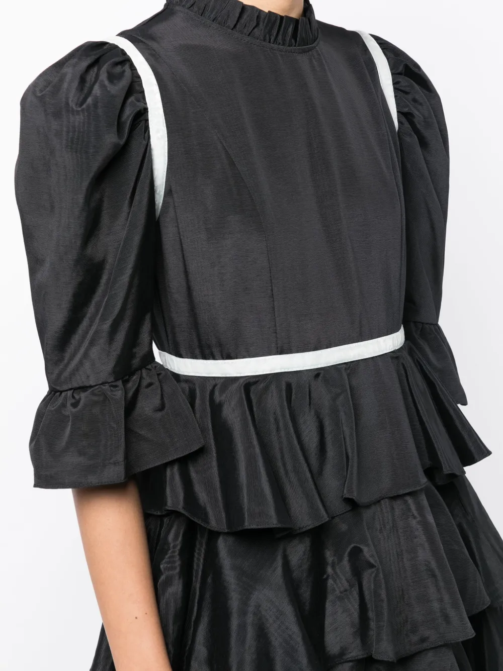 Batsheva Simone Tiered Midi Dress In Black