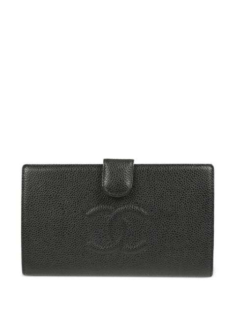 CHANEL 2007 CC stitch long bifold wallet Women