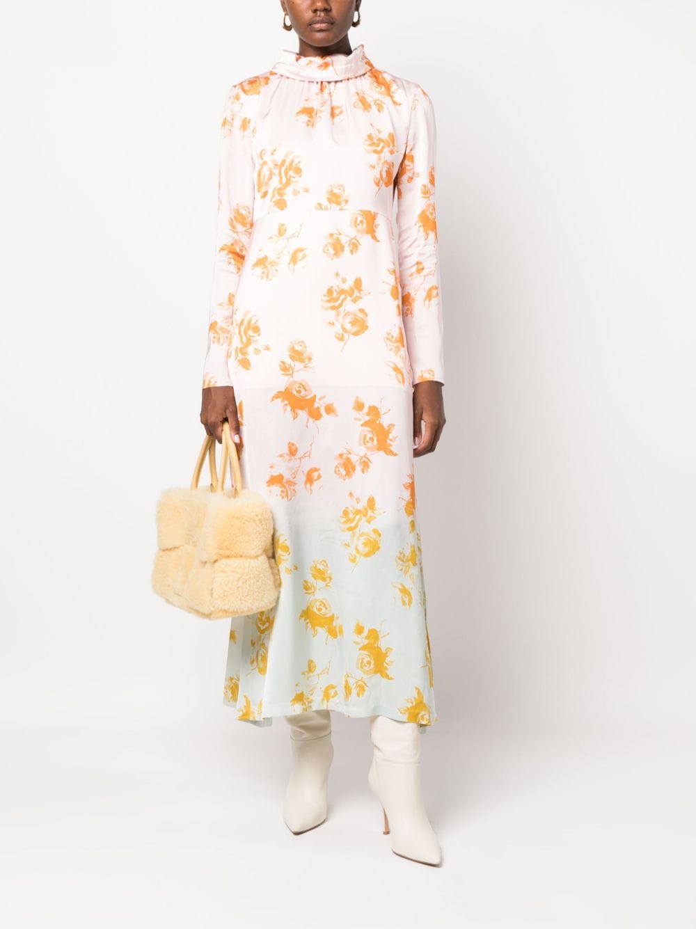 Jil Sander floral-print faded maxi dress - Oranje