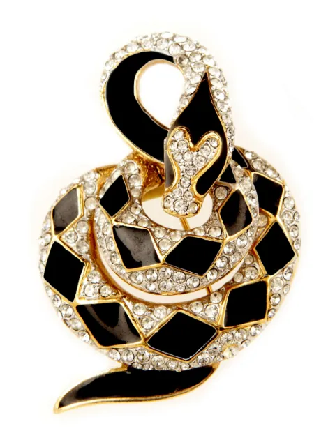 Susan Caplan Vintage 1980s snake crystal-embellished brooch