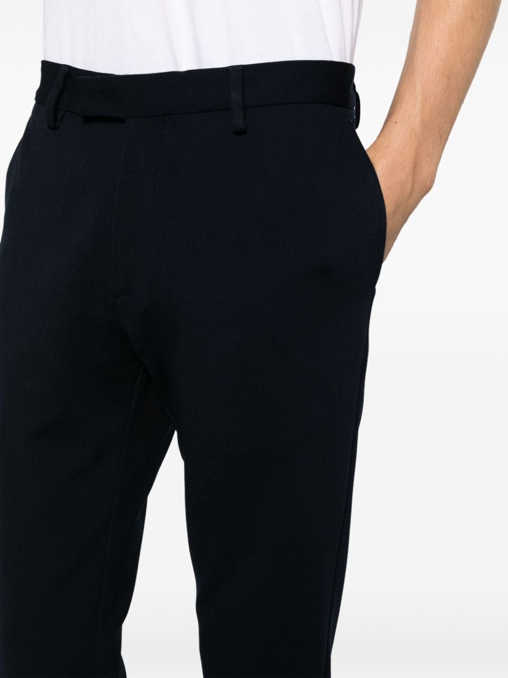 Shop Liu •jo Slim-cut Concealed-fastening Trousers In Blue