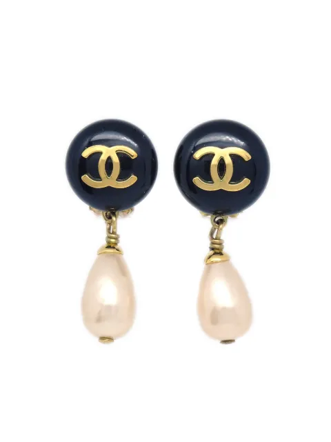 CHANEL Pre-Owned 1994 CC faux-pearl clip-on earrings