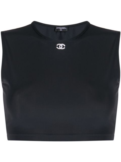 CHANEL 1990s CC cropped tank top Women