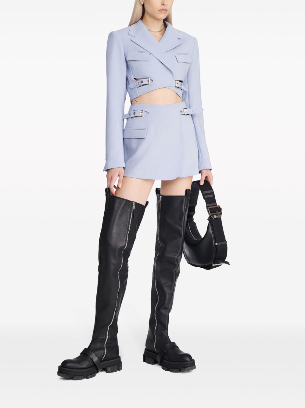 Shop Dion Lee High-waist Buckled Miniskirt In Blue
