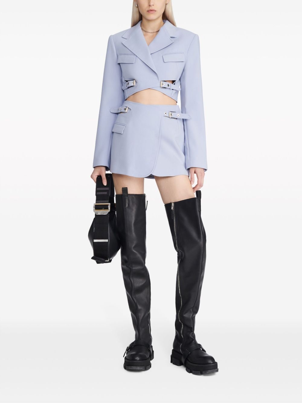 Shop Dion Lee High-waist Buckled Miniskirt In Blue