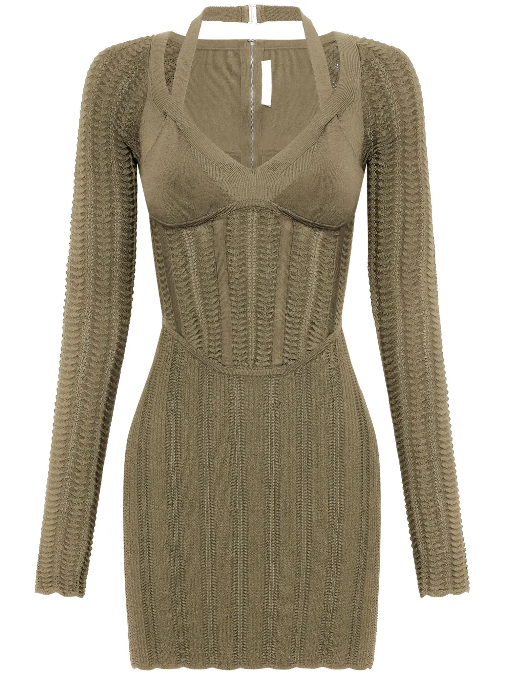 Dion Lee Womens Sage Snake Corset-bodice Knitted Mini Dress