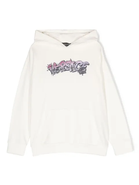 Versace Kids logo-embroidered cotton hoodie