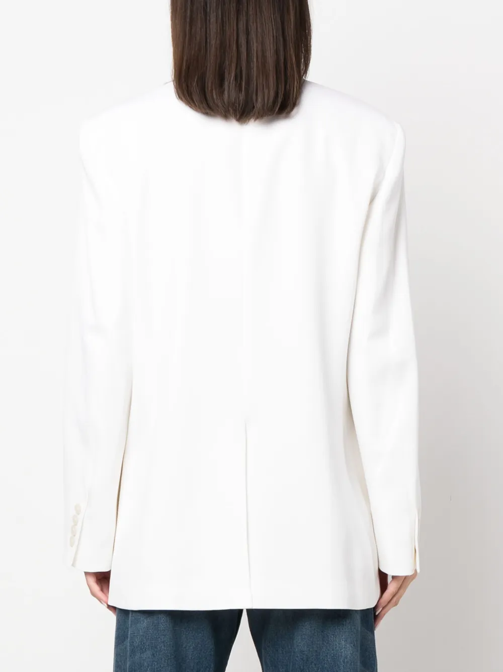 Nili Lotan Shoulder-pads Single-breasted Blazer in White, view 4
