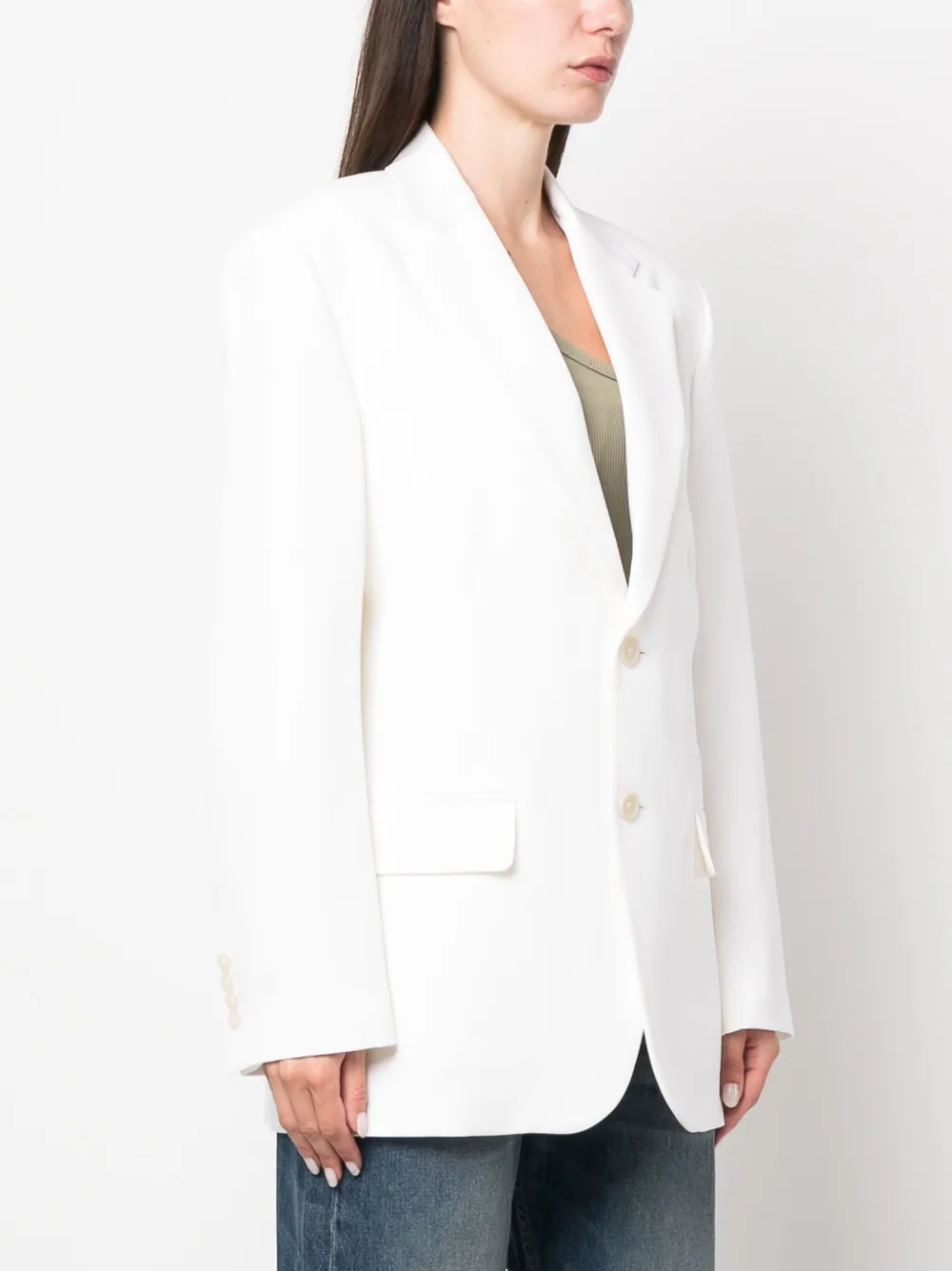 Nili Lotan Shoulder-pads Single-breasted Blazer in White, view 3