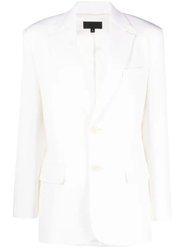 Nili Lotan Shoulder-pads Single-breasted Blazer in White
