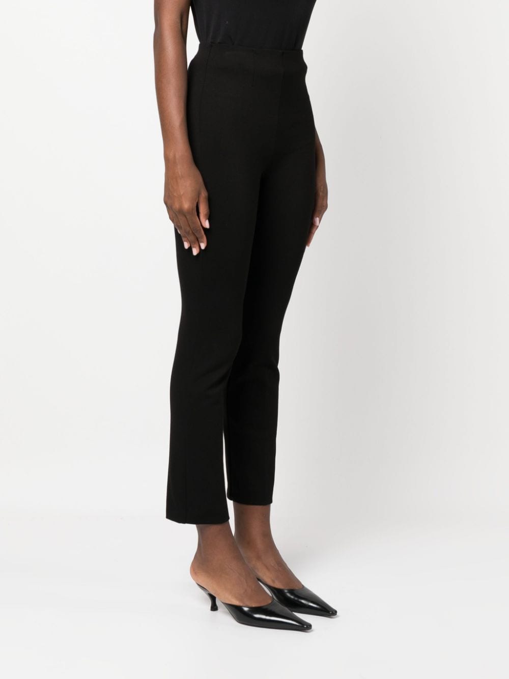 Shop Patrizia Pepe Slim-cut High-waisted Trousers In Black