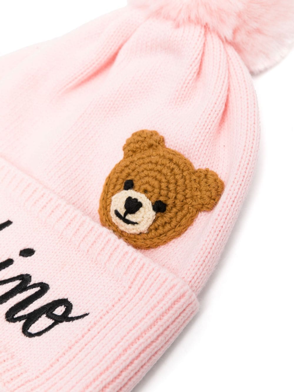 Shop Moschino Logo-embroidered Fine-knit Beanie In Pink