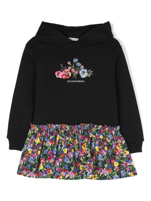 Dolce & Gabbana Kids vestido manga larga con logo estampado