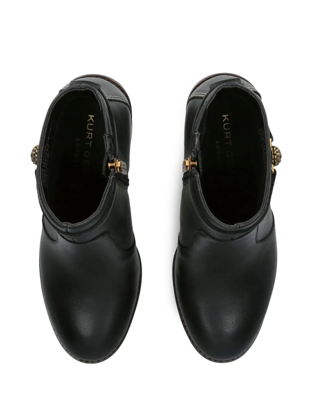 Kurt Geiger London Womens Black Shoreditch Eagle-motif Leather Ankle Boots In Black