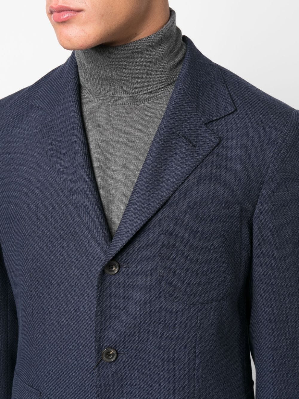 Shop Corneliani Single-breasted Knitted Blazer In Blue