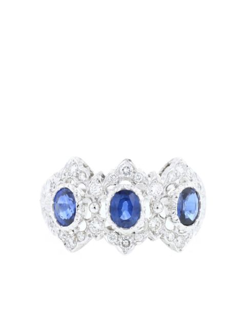 Buccellati 1980s white gold Romanza diamond and sapphire ring