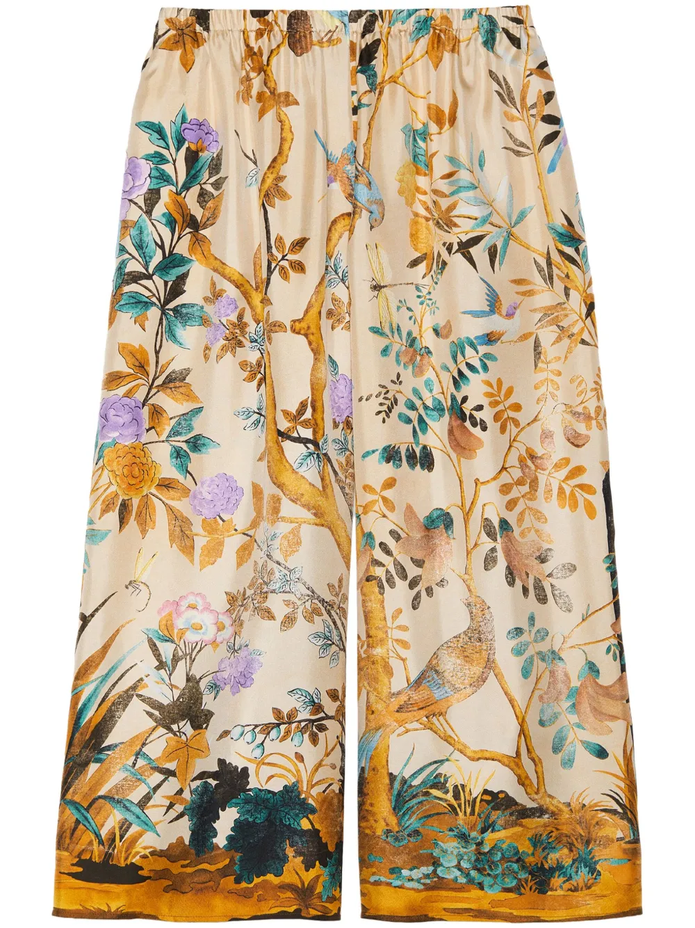 Gucci Tian-print silk palazzo trousers - Neutrals