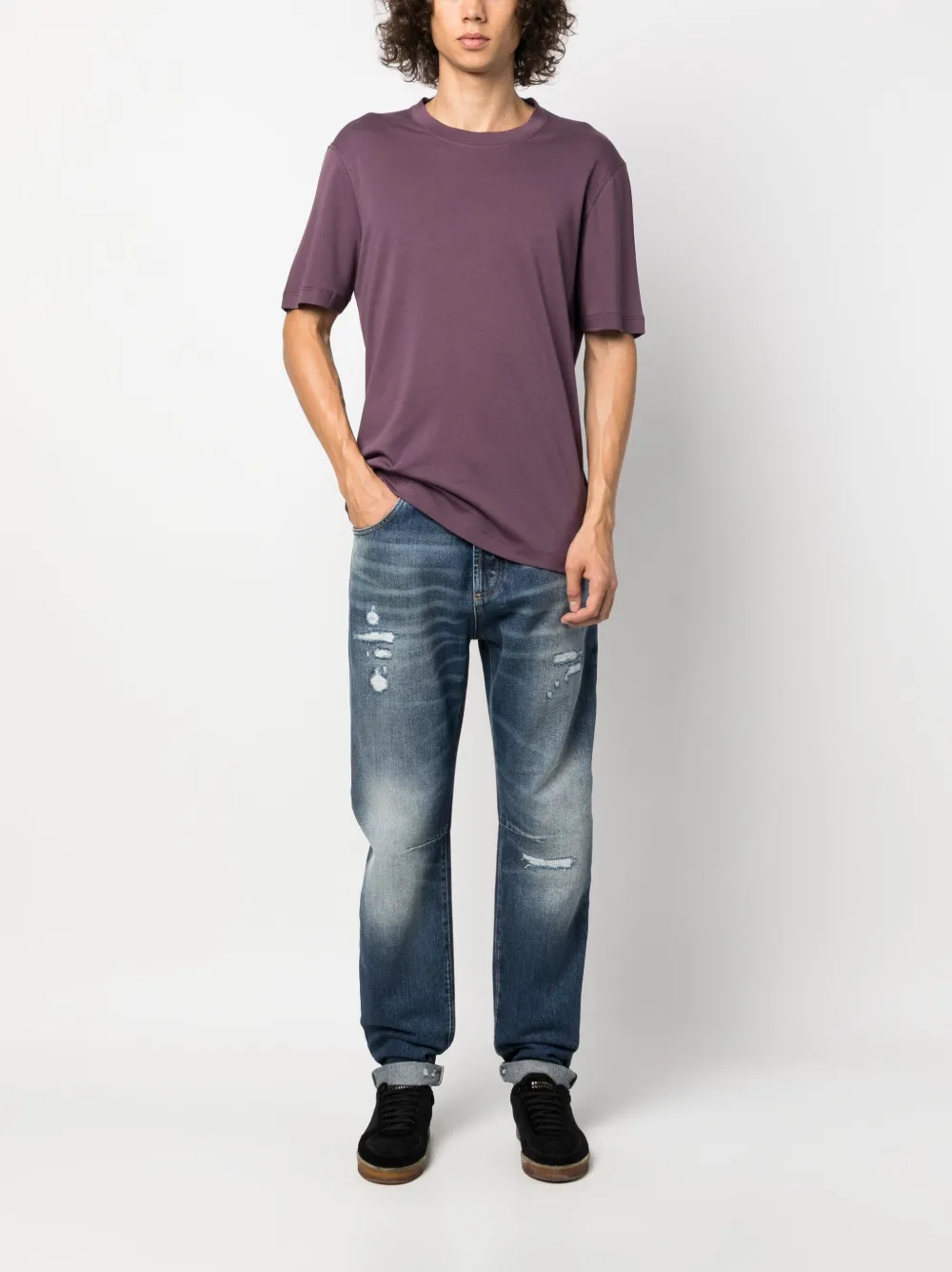 Brunello Cucinelli T-shirt met ronde hals - Paars