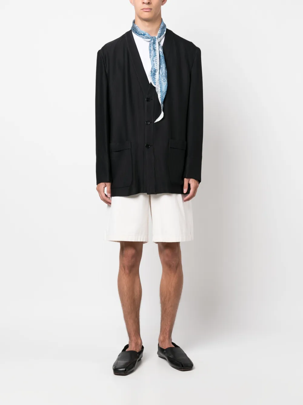 Giuliva Heritage V-neck buttoned shirt jacket - Zwart