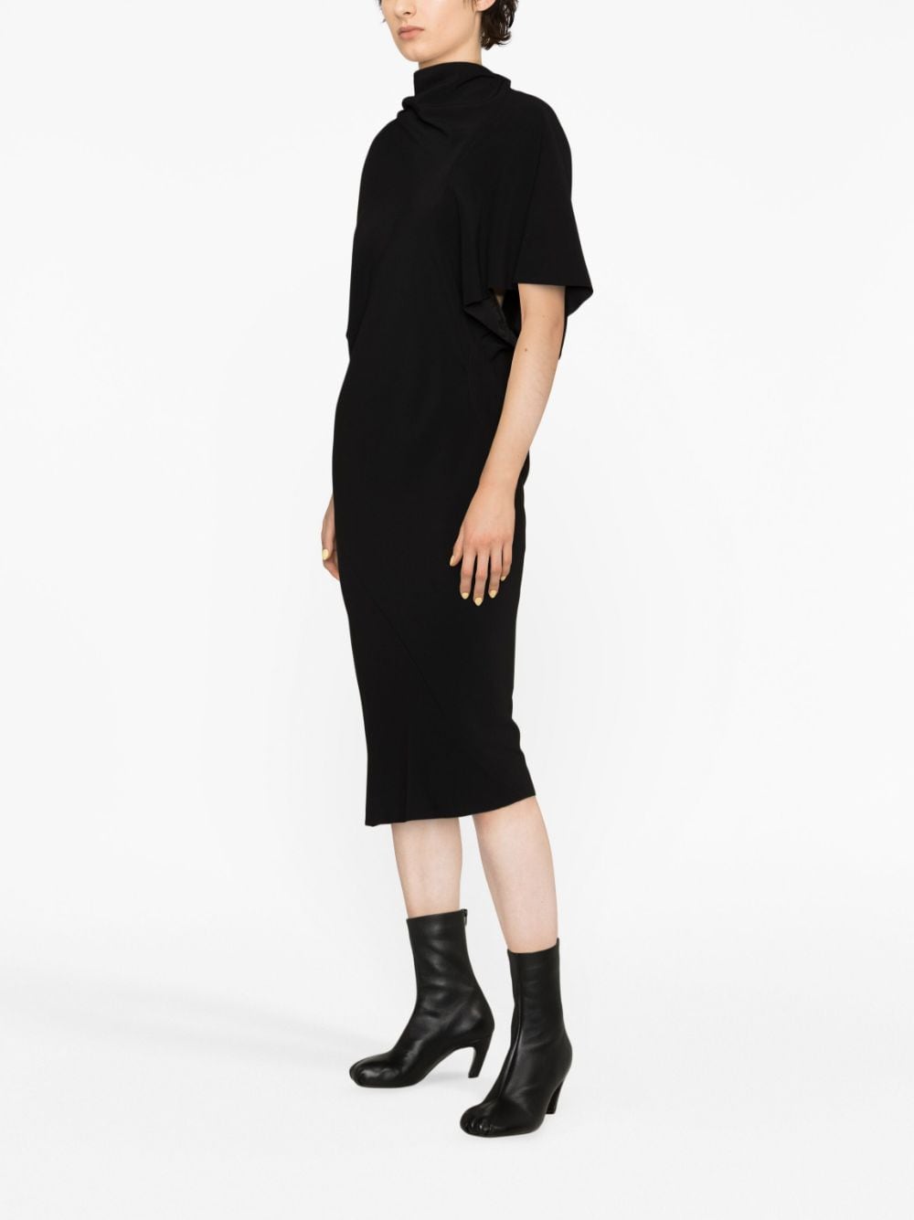 Shop Rick Owens High-neck Cut-out Midi Dress In Black