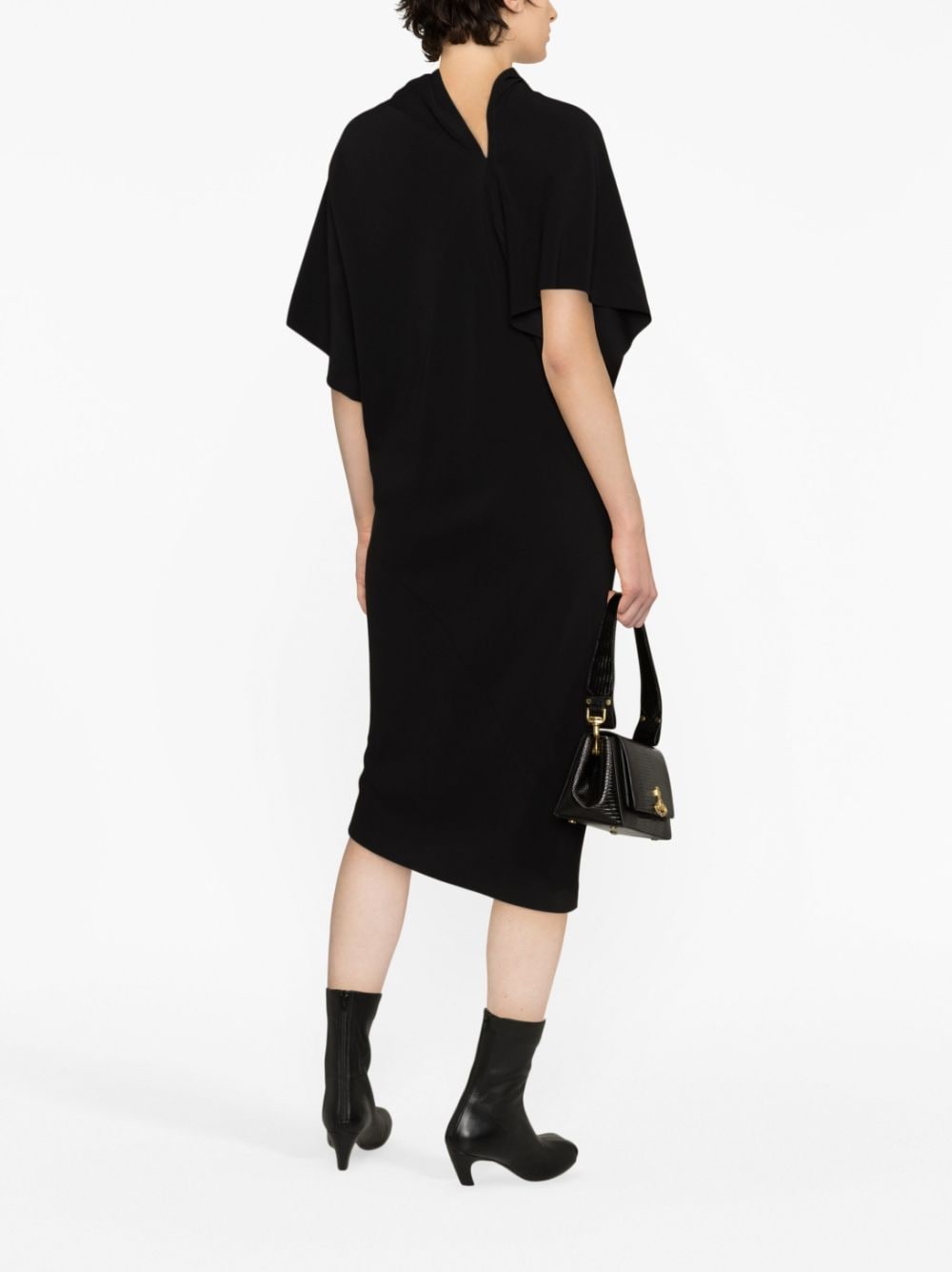 Shop Rick Owens High-neck Cut-out Midi Dress In Black