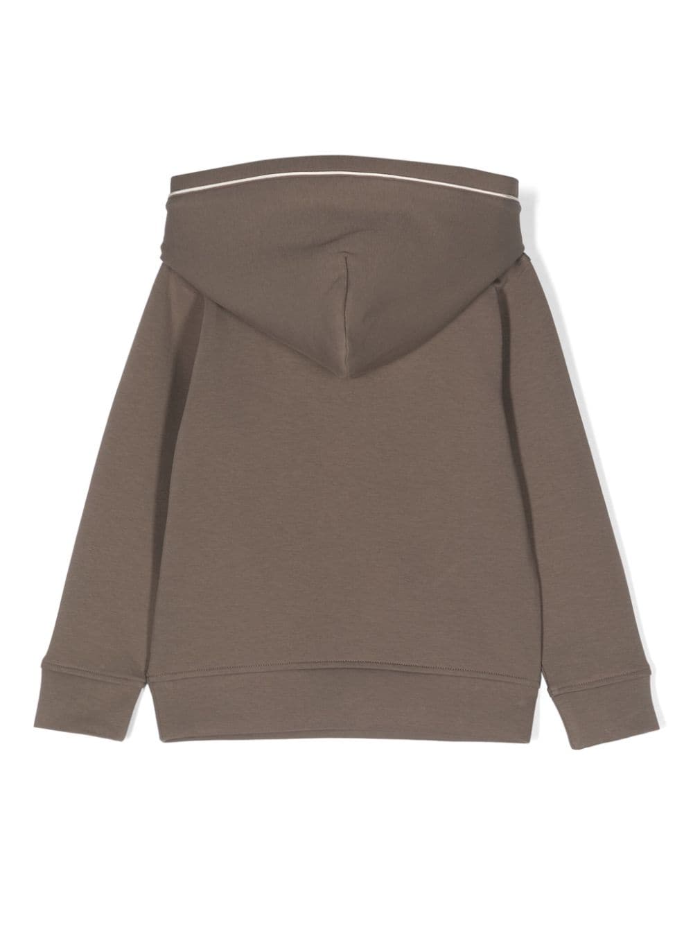 Shop Emporio Armani Logo-embroidered Jersey Hoodie In Brown