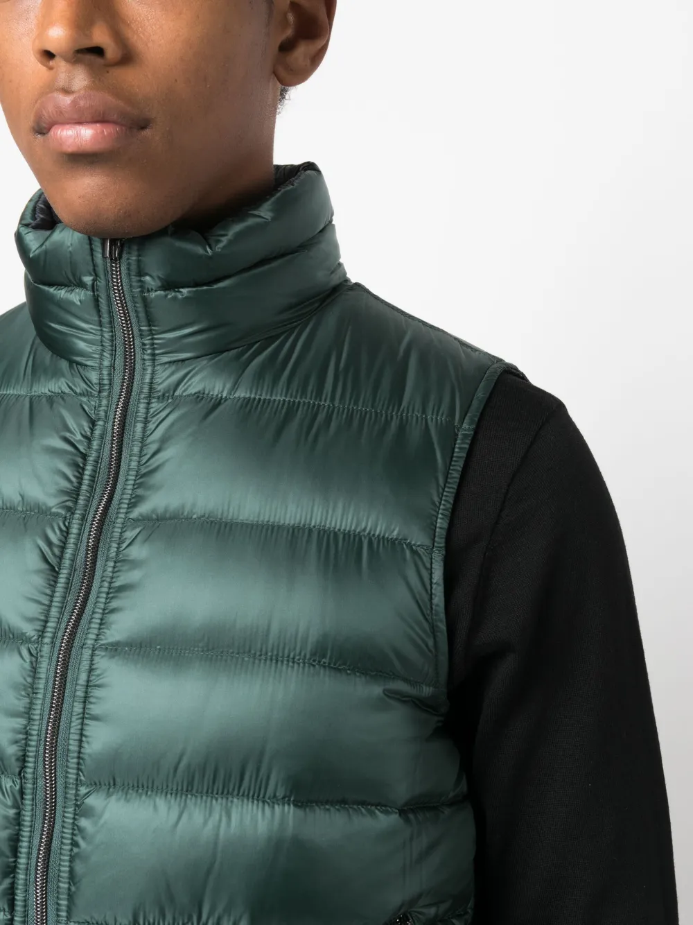 Shop Herno Zip-up Reversible Gilet In Grün