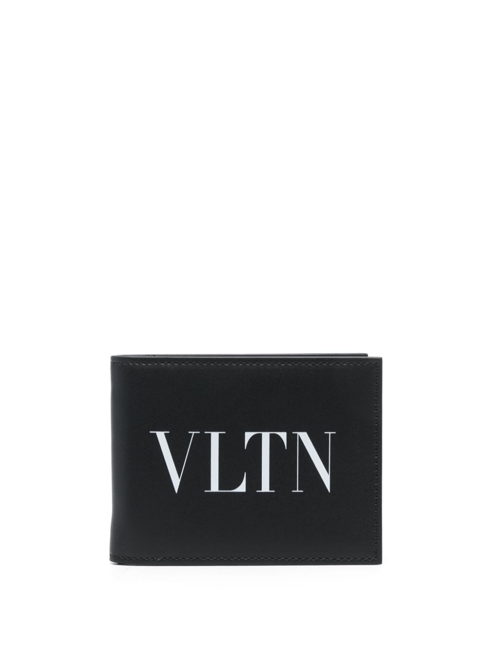 Valentino Garavani VLTN-print folded leather wallet - Black