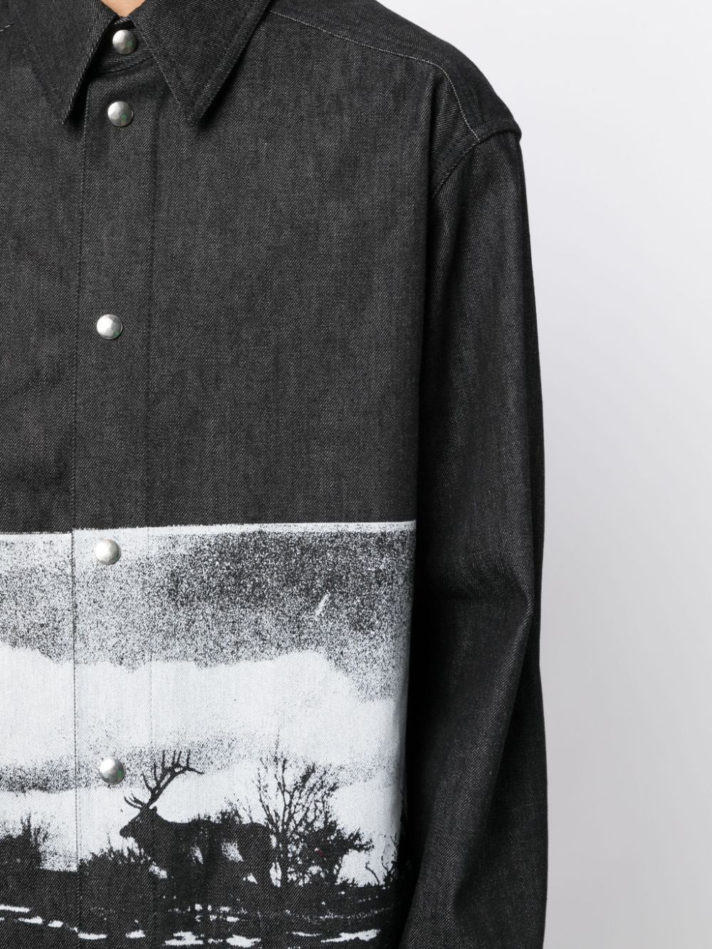 Shop Oamc Graphic-print Cotton Shirt In Black