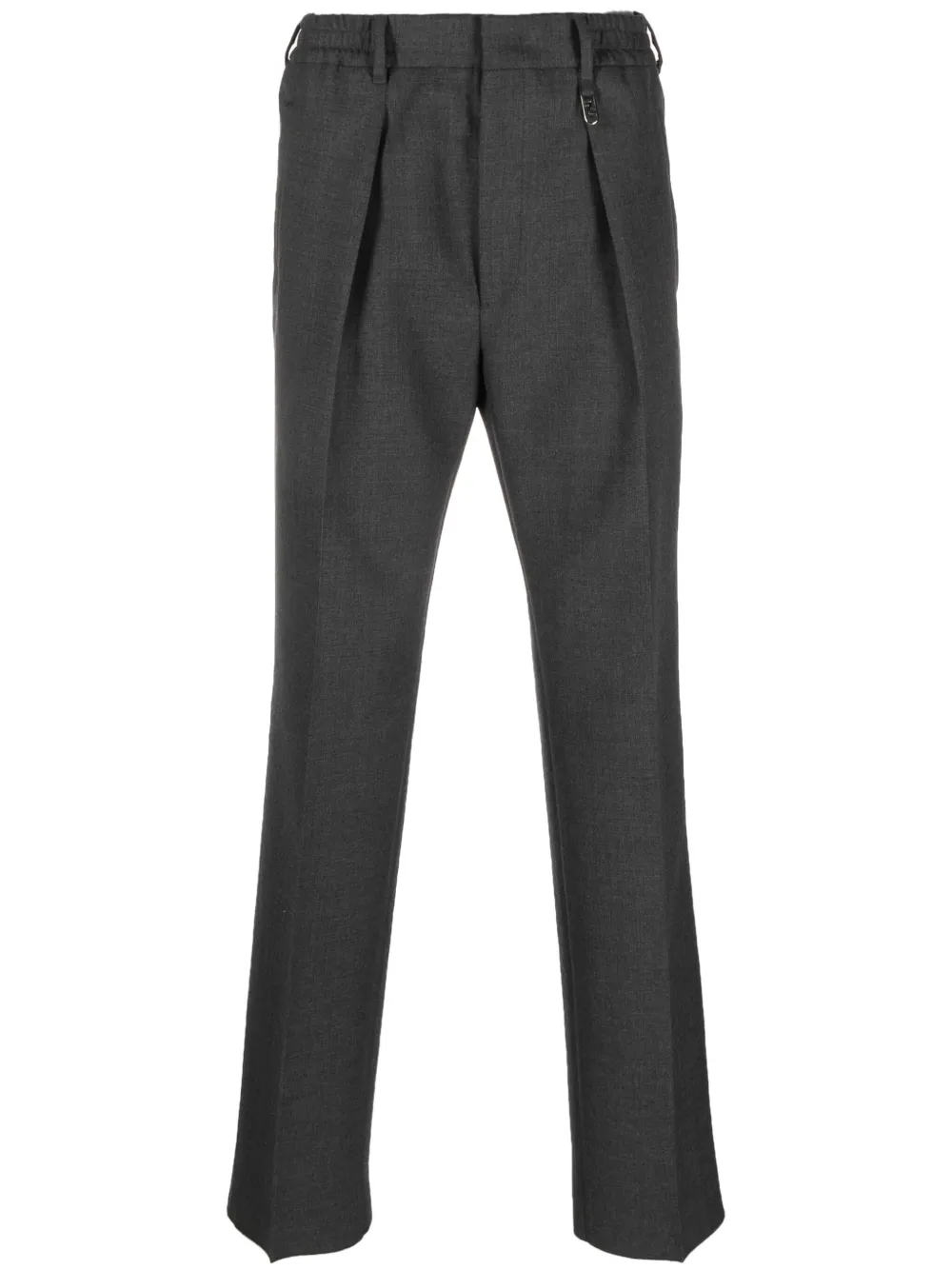 Fendi Elasticated-waistband Wool Tailored Trousers In Grey