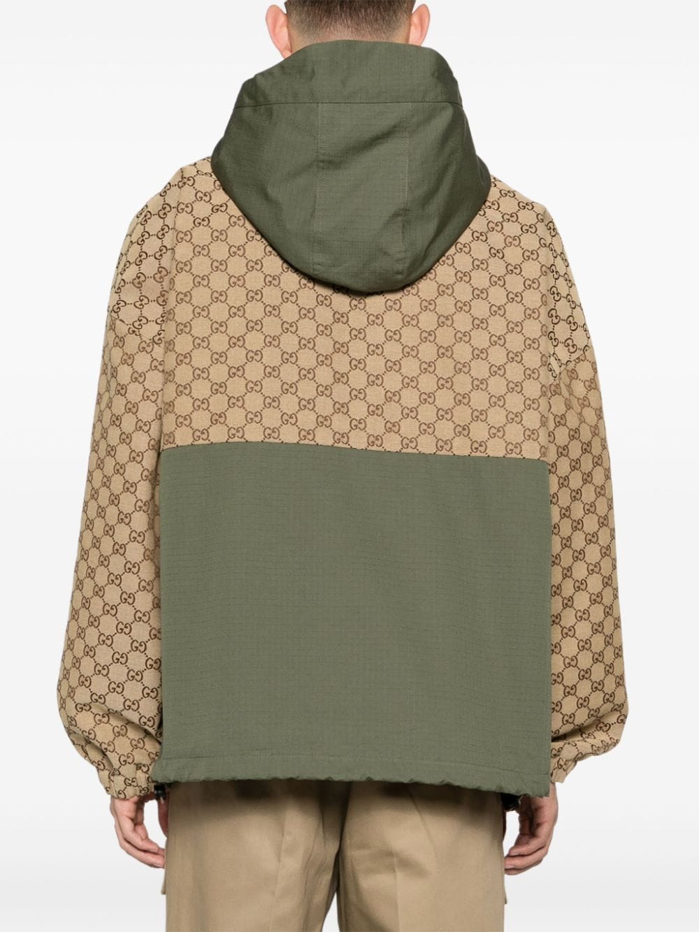 Shop Gucci Gg Canvas Hooded Jacket In Green