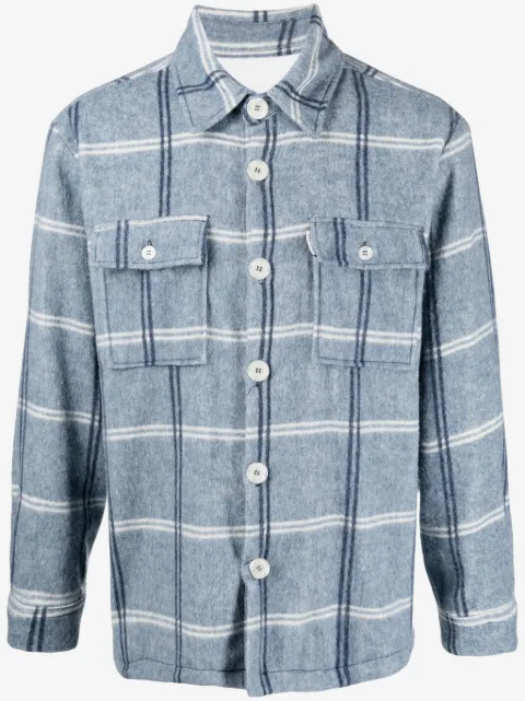 Family First logo-print checked flannel shirt