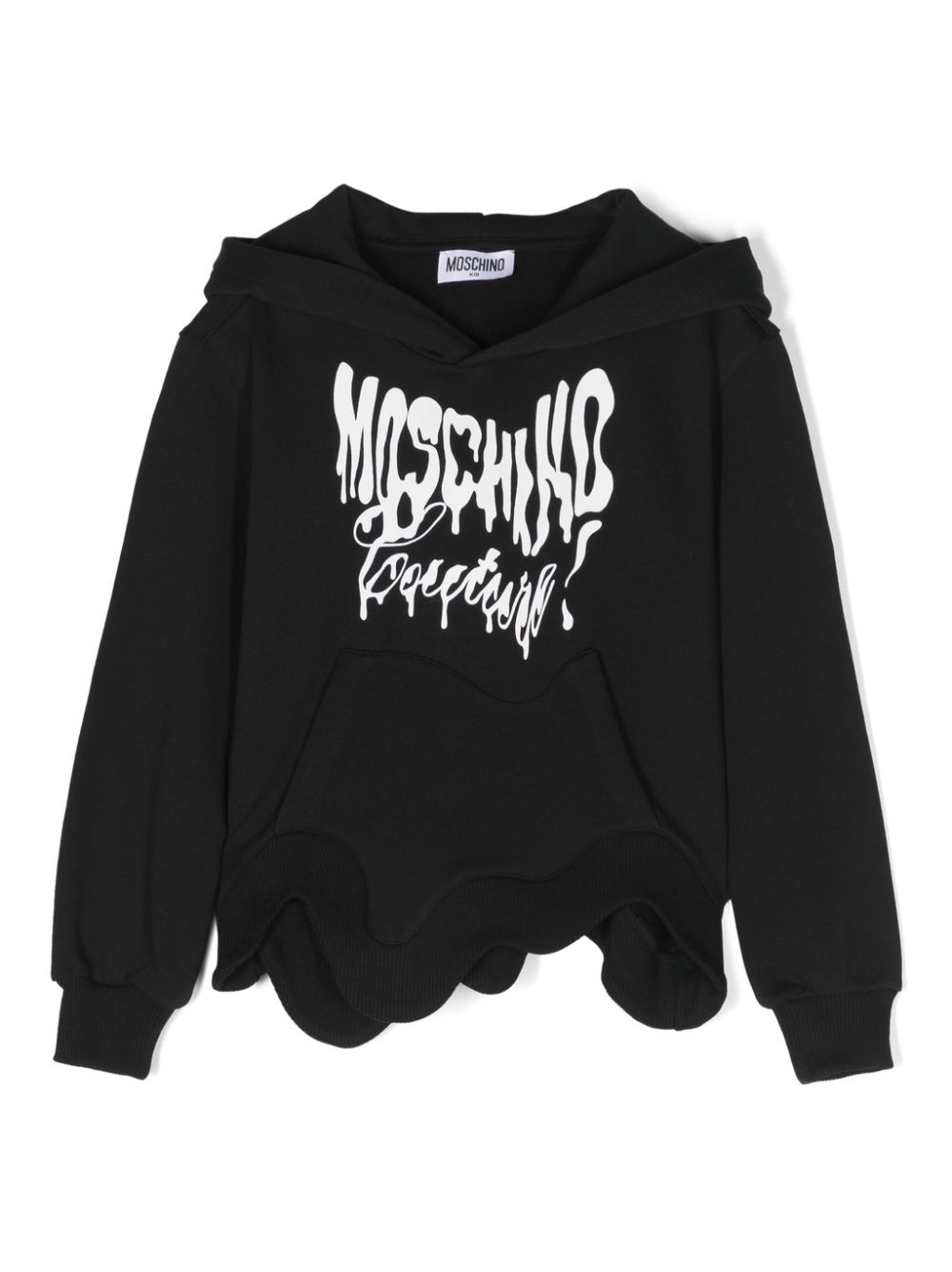 Moschino Kids asymmetric logo-print hoodie - Black