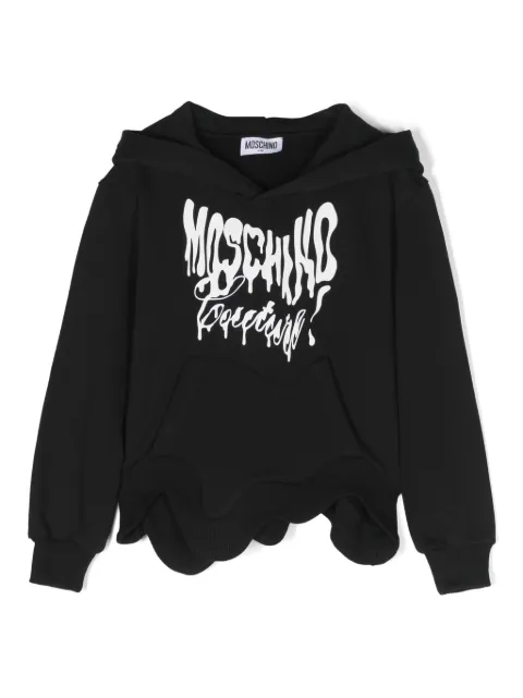 Moschino Kids asymmetric logo-print hoodie