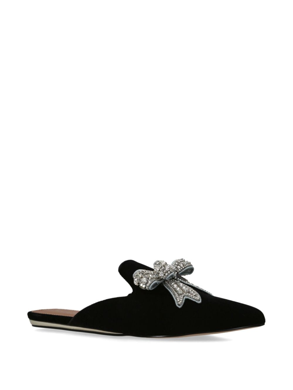 Kurt Geiger London Olive Bow fluwelen slippers - Zwart