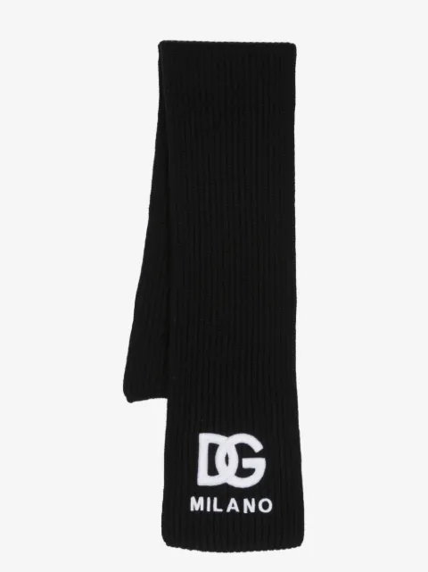 Dolce & Gabbana Kids logo-embroidered ribbed-knit scarf